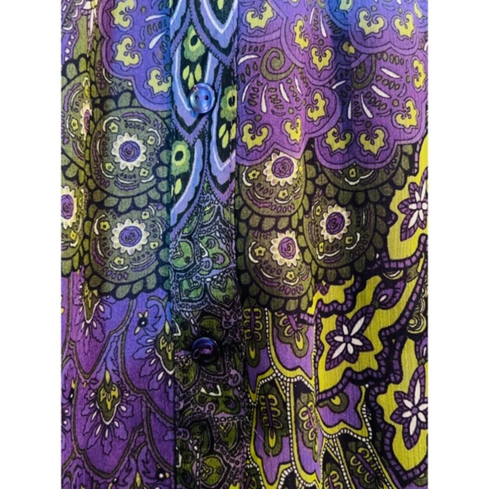 Sonoma Womens Purple Peacock Paisley Chiffon Bubble Hem Blouse XL - Picture 4 of 7
